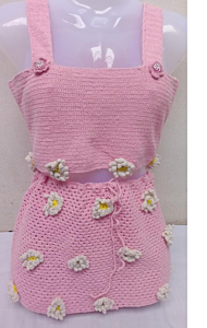 Handwoven Crochet Crop Top | Pink