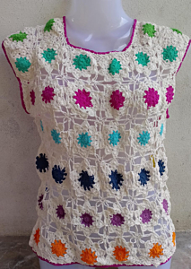 Handwoven Crochet Floral Top | Multicolour