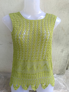 Handwoven Crochet Ladies Top | Green