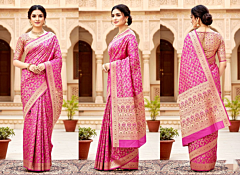 Pure Banarasi handloom Meenakari work katan silk