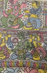Handmade Pen kalamkari  Cotton Duppata 
