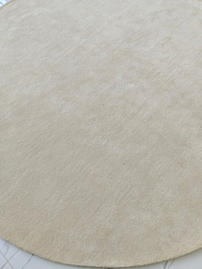 Handmade Round Tufted Rug | Soft Beige Minimalist Carpet