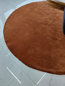 Handmade Round Tufted Rug | Brown Plush Minimal Carpet
