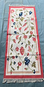 Hand-Woven Floral  Panja  Kilim Durry I 3X5 feet