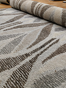 Handmade Wool Area Rug | Beige Brown Geometric Pattern