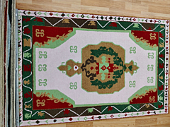 Hand Tufted Wool Area Rug | Traditional Green & Red Floral Oriental Carpet