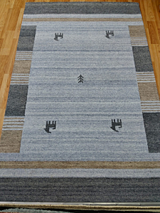 Hand Tufted Wool Area Rug | Grey Blue Geometric Scandinavian Carpet