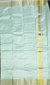 Handcrafted Checked and Diamond Zari border  Dhoti|Green 