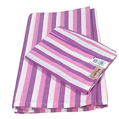 Handloom White & Rose Stripe  single Bedsheet