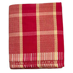 Handloom Red and Sandal Stripe Single Bedsheet