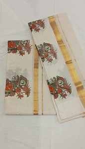 Vanitha Handloom Cotton Set Saree without blouse Off White