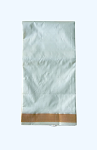 Plain Cream Dhothi with Golden Zari Brown | Cream | Artsilk |  30 Kuligai Border size 