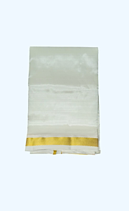 Art Silk Dhothi with Golden Zari Border | Cream  | AS 500| 24 Kulikai 