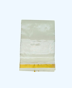 Art Silk Dhothi with Golden Zari Border | Cream | AS 163 | 20 Kulikai 