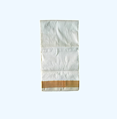 Silk Dhothi with Golden Zari Border | Cream | 40 Kuligai 