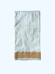 Silk Dhothi with Golden Zari Border | Cream | 50 Kuligai Border size 