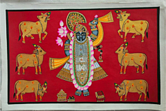 Shri Nath Ji Pichwai Painting with Holy Cows