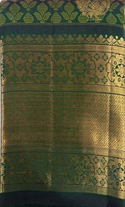 Handcrafted Kancheepuram Silk Saree | Bottle Green