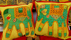 Elephant Cushion Covers  2 Pcs  set Handmade, Bright, Stone washed and Free Delivery