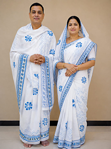 Hand Block Print Saree and Dhoti Set