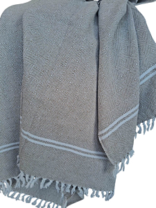 Cotton Handloom Blanket Soft , Full Size and Diamond Weave-Beige