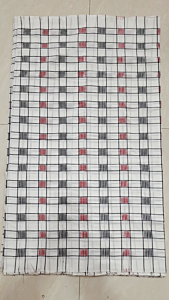 PURE COTTON HANDLOOM  IKAT RUNNING FABRIC WHITE TIE  DYE  CHECK PER METER