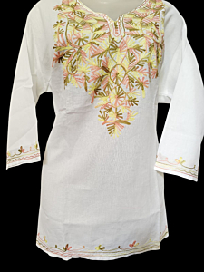 Women emboridered pure cotton short kurti