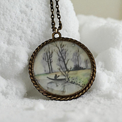 Hand Painted Pendant - Winter wonder