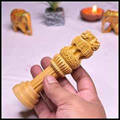 wooden ashoka pillar, ashoka stambh 3 inch, national emblem replica 4 inch, wooden emblem gift 5 inch, ashoka pillar 6 inch, ashoka stambh 8 inch, advocate gift, judiciary accessories, handmade emblem India, Santarms wooden handicrafts