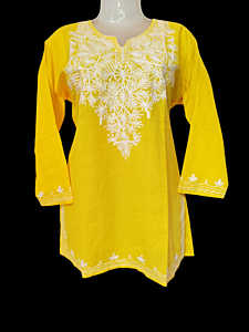 women emboridered pure cotton short kurti