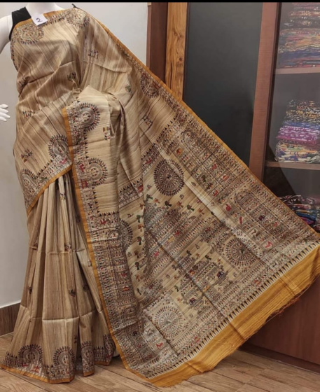 TASAR GHICHA PRINT SILK SAREE