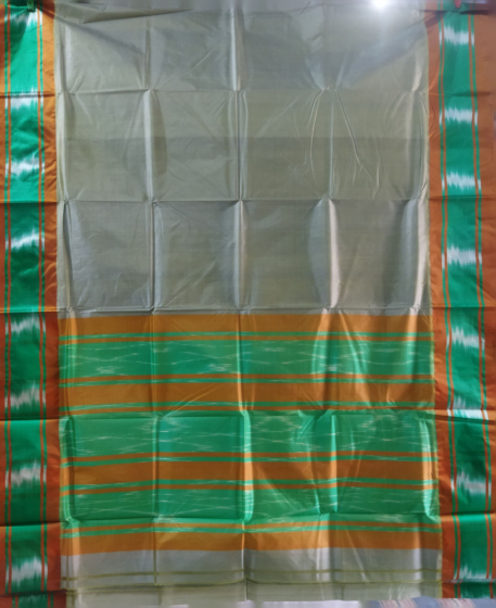 Plain Garad Saree | Green & Grey