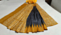 Handmade Tussar Ghicha Silk Printed Saree | Handloom Pure Bhagalpuri Black & Yello Silk Saree