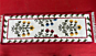 White and Red Woven Bed Runner with Geometric Motifs