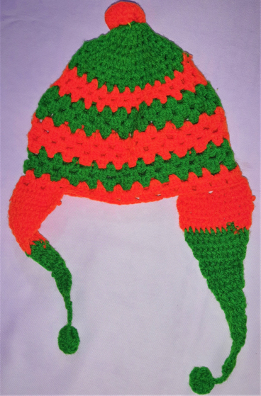 Kids Handwoven Woolen Cap | Red & Green