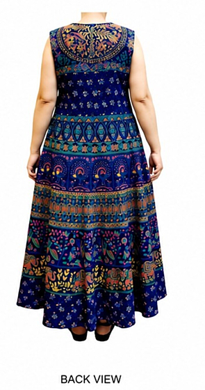 Blue Cotton Printed Gown