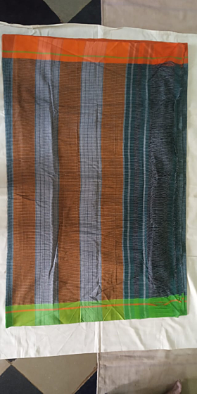 Pattada Anchu Cotton Saree - UNI - GREY & BROWN - 002