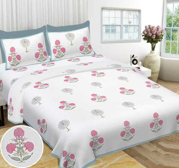 Jaipuri Cotton Hand-Printed Bedsheet | 90x108 inches