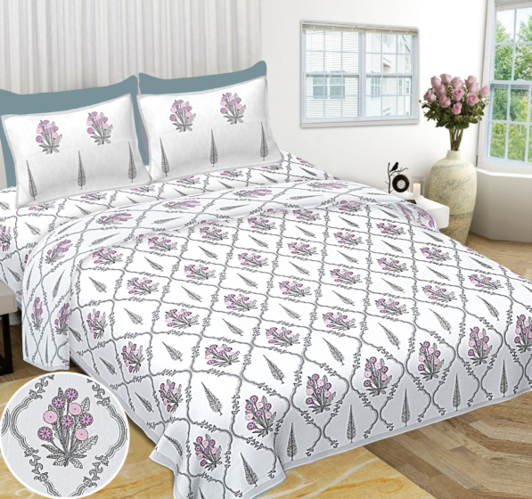 Jaipuri Cotton Hand-Printed Bedsheet | 90x108 inches