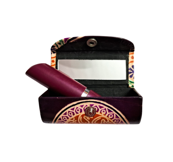 Handcrafted Leather Lipstick Case with Mirror