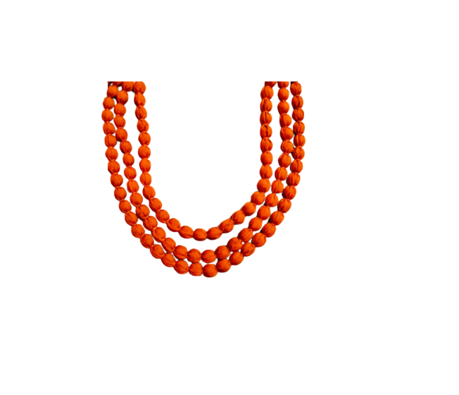 Handcrafted Large Multi Layer Orange Fabric Necklace