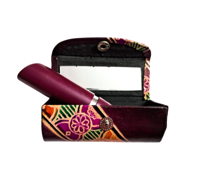 Handcrafted Leather Lipstick Case with Mirror
