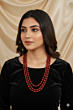 Handcrafted Maroon Glass Beads Necklace