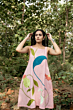 Applique Khadi Tropical Floral A line dress