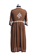 Hand-Embroidered Chikankari Modal V Neck Kurti | Brown