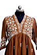 Hand-Embroidered Chikankari Modal V Neck Kurti | Brown