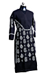 Handloom V Neck Kurti - Black