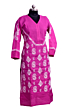 Hand-Embroidered V-Neck Kurti | Magenta
