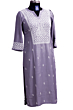 Hand-Embroidered Chikankari Rayon Kurti | Grey