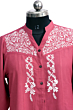 Pink Rayon Shirt with White Embroidery